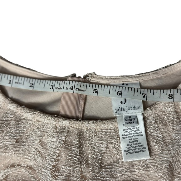 Julia Jordan Blush Pastel Pink Crochet Lace Illusion Sleeve Sheath Shift Dress 6 - Picture 13 of 16